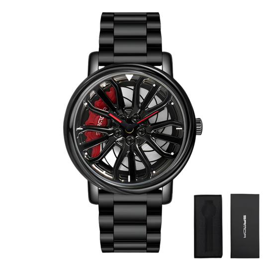 Men Fashion Car Rim Wristwatch 360 Degree Rotating Wheel