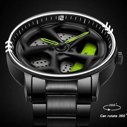 Fashion Men Watch Luxury 360 Rotating Car Wheel Dial